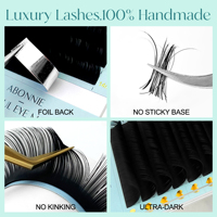 Abonnie Premium Matte Black Korean PBT Cashmere Lash Trays 0.05 Individual Eyelash Extension Trays