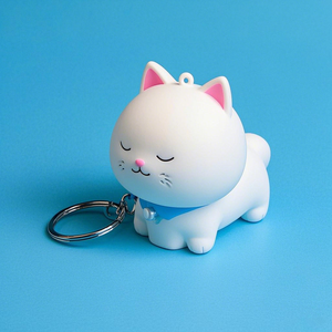 Conception personnalisée Odm porte-clés accessoires mignon dessin animé 3D chat plastique Pvc porte-clés - Product Image 2