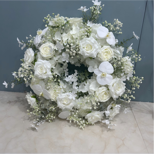 White Artificial Rose Wreath Garland Candle Holder Decor Table Centerpiece Flower for Candlesticks Wedding Table Centerpiece - Product Image 6
