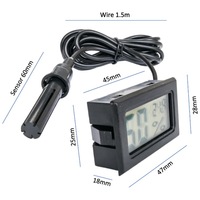 Terrario para Reptiles de Interior FY-12, Mini Termómetro Higrómetro Digital LCD Integrado con Sensor de Cable de 1 m