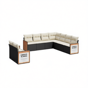 Conjunto de Sofás Modulares de Ratán PE Negro para Jardín, con Más de 10 Asientos, Colección de Muebles Contemporáneos para Exteriores - Product Image 1