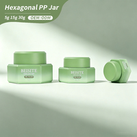 Vente en gros usine – Pots hexagonaux en plastique vert dégradé de 5g, 15g, 30g pour gel de construction, pots de gel pour ongles personnalisés OEM/ODM