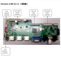 Placa controladora LCD de pantalla LVDS con conector de accesorio convertidor de 3 entradas/VGA a LVDS para placa base