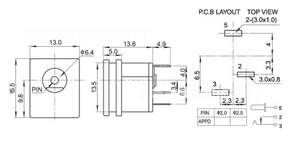 Conector de alimentación CC con rosca, tipo tarjeta DC022m, conector hembra CC 5.5 * 2.1/2.5, orificio pequeño 3.5*1.3, salida de fábrica - Product Image 6