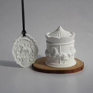 Wholesale Art Soy Wax <strong>Carousel</strong> Scented <strong>Candles</strong> with Gypsum Cup Aromatherapy Luxury Gift Unique Plaster Design - Product Image 4