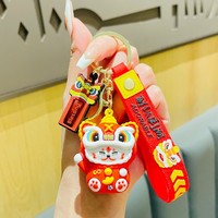 Nouveau style tendance nationale de dessins animés Porte-clés en PVC Lion porte-bonheur Chat de la fortune Pendentif pour voiture et sac Petit cadeau de vacances Vente en gros