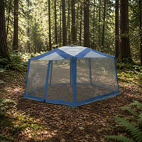 Tente pergola hexagonale anti-moustiques et pare-soleil en tissu 190T avec structure en acier, grande capacité, pour camping extérieur, trois saisons