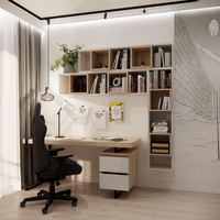 Meuble de cuisine moderne de luxe en bois sur mesure avec îlot en quartz, machine à laver intégrée, design sans poignée, accessoires à fermeture douce, en forme de L