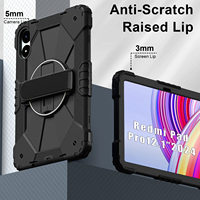 Étui robuste à 3 couches pour Redmi Pad Pro 12.1 Poco Pad 12.1 2024 avec support rotatif à 360°, dragonne et bandoulière, bicolore OEM ODM