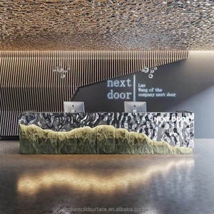 Società di Design di lusso hotel servizio bancone tavolo moderno cassiere <span class=keywords><strong>salone</strong></span> di bellezza piccolo banco della reception <span class=keywords><strong>con</strong></span> <span class=keywords><strong>pietra</strong></span> di roccia - Product Image 2