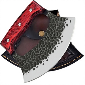 Nouveau couteau Ulu OEM en acier à haute teneur en carbone, fait main, manche en bois Pakka, lame en pied-de-mouton de 2 mm d'épaisseur, pour hacher, découper et trancher - Product Image 1