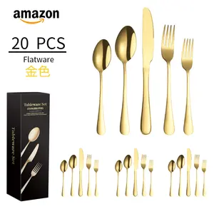 Luxury High-End 20pcs Rose Gold Stainless Steel Flatware Set Modern Design Premium Cutlery Collection For Weddings