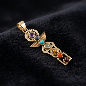 หินหลายเจ็ดจี้จักระโบฮีเมียนสีทองทองเหลือง7จักระ - Product Image 1