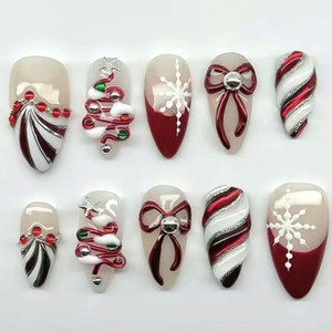 Venta al por mayor nuevo estilo de prensa de Navidad en los juegos de <span class=keywords><strong>uñas</strong></span> de acrílico artificial para la Navidad - Product Image 3