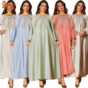 Fantaisie coloré 5 Styles broderie traditionnelle africaine cire imprimé musulman dubaï femmes grande taille vêtements pour caftan Abaya <span class=keywords><strong>Robe</strong></span> - Product Image 1