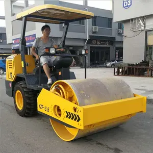 Ride-On Kleine Weg Mini Vibrerende Roller Verdichtingsapparatuur 1 Ton Dubbele Trommel Gebruikt Wals