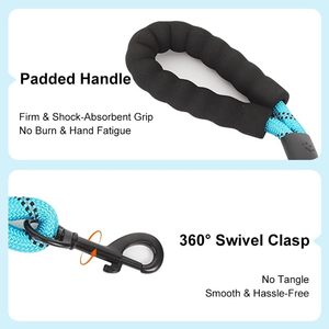 Laisse pour animaux de compagnie réconfortante avec fils réfléchissants de 8 mm, sangle en corde anti-emmêlement, pour chiens de petite et grande taille, noire, pour la promenade et l'entraînement - Product Image 4
