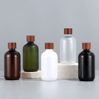 Bouteille d'huile essentielle en plastique PET 300ml 10oz 16oz 500ml avec bouchon à vis en bois de bambou pour soin de la peau, sérum, crème pour le visage, lotion, shampoing