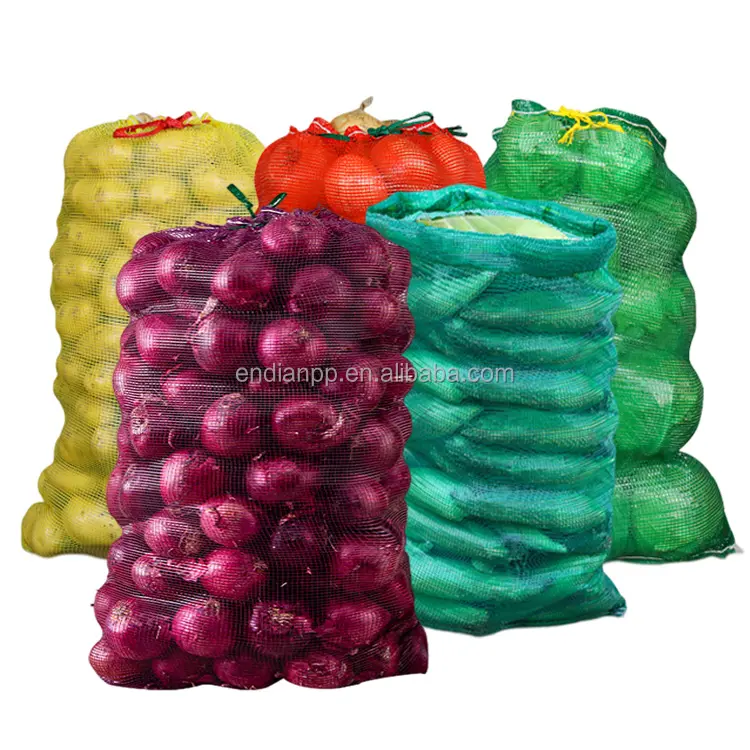 Personalizado PE PP plástico pequeño vegetal repollo cebolla patatas bolsas transpirables bolsa de malla