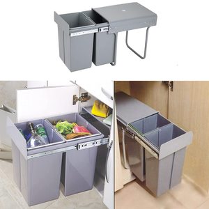 Wholesale Modern <strong>Double</strong> Trash <strong>Bin</strong> <strong>for</strong> <strong>Kitchen</strong> Custom Built-in with Telescopic Rails Convenient Drawer Baskets Storage - Product Image 6