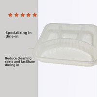 Boîtes à repas jetables en plastique pour restauration rapide, compartimentées, de qualité alimentaire, à quatre compartiments, sans couvercle, pour cantines, résistantes aux hautes températures