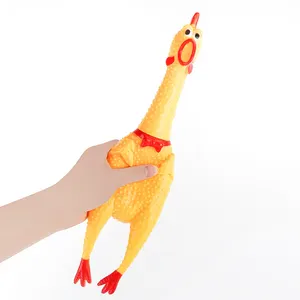  Çığlık tavuk sıkmak ses köpek çiğnemek oyuncak dayanıklı komik sarı kauçuk havalandırma tavuk 17Cm 31Cm 40Cm Pet Squeak oyuncaklar