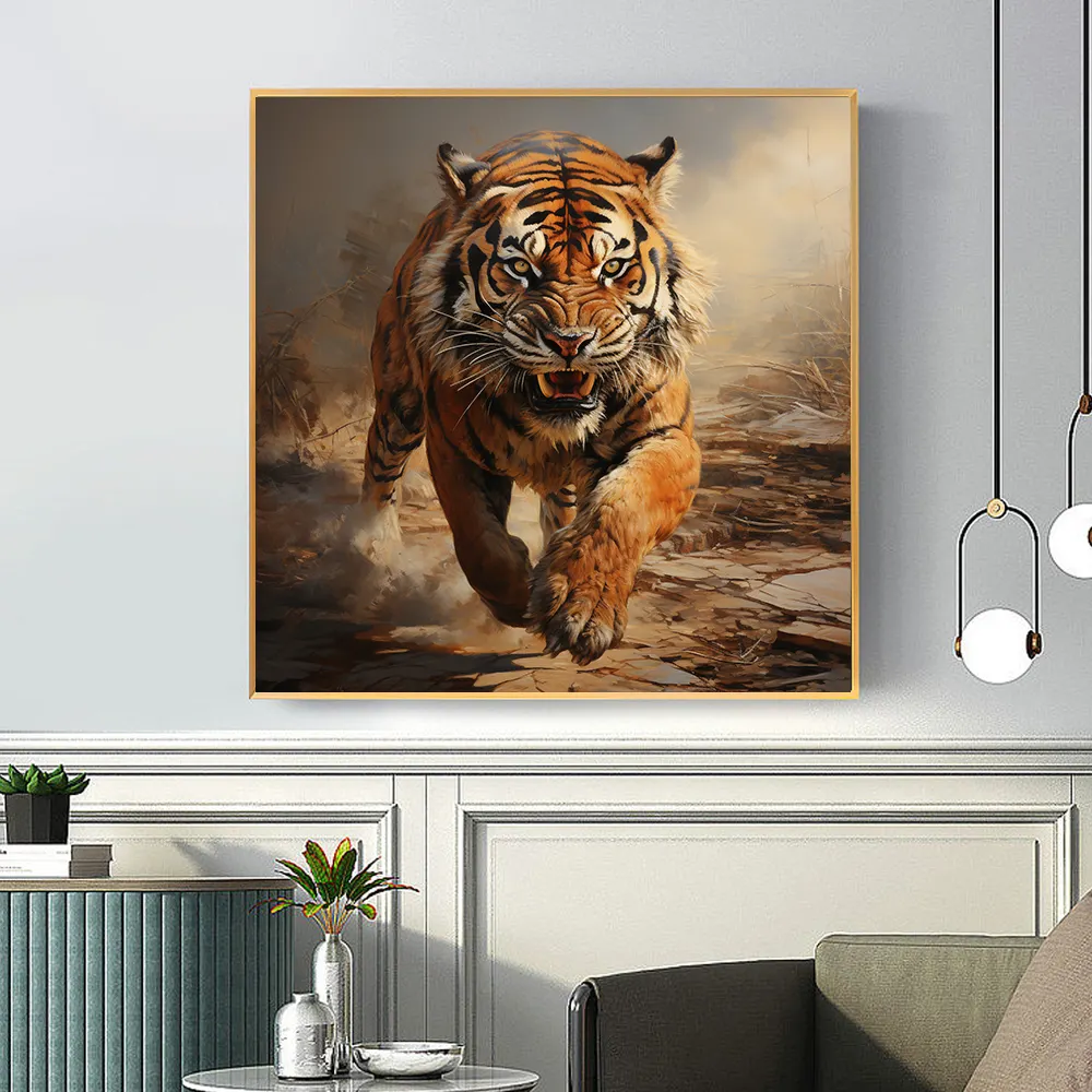 Fábrica de Pintura Diamante Kit Esboço Correndo Tigre Animais Wall Arts Pinturas Foto 5d Mosaico Cristal Diamante Pinturas