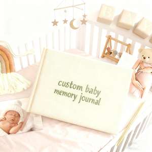 Regalo de ducha único personalizado, diario de embarazo de lujo marfil, libro de recuerdos de bebé, álbum de fotos <span class=keywords><strong>para</strong></span> bebé recién <span class=keywords><strong>nacido</strong></span>, niño y niña - Product Image 1