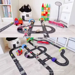 नए तरीके से बच्चों के ब्लैक स्प्लाइड पीसी डिय टॉय 40-पीस कार ट्रैक सिटी रोड पहेली प्रारंभिक शिक्षा किंडरगार्टन थोक - Product Image 1