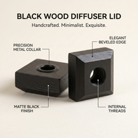Capuchon diffuseur cubique moderne en bois noir pour bouteilles d'aromathérapie – Fabricant prenant en charge les petites quantités minimales de commande (MOQ)