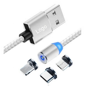 2.4A Fast Charging Nylon Braided LED Magnetic <strong>USB</strong> <strong>Cable</strong> <strong>3</strong> in 1 Magnetic <strong>Cable</strong> 1 Meter Micro <strong>Usb</strong> Type C Date Charging <strong>Cable</strong> - Product Image 5
