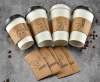 Importation de gobelets à café chaud jetables en papier kraft biodégradable de 20 oz avec couvercle et manchon, personnalisés et imprimés, à vendre en provenance de Chine
