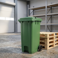 Poubelle à roulettes Zheng Xiang 240L en PEHD vert, bac à déchets robuste avec couvercle fermé pour entrepôt extérieur