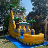 Toboggan aquatique gonflable géant commercial en PVC 0,55 mm pour extérieur, avec logo personnalisé, pour piscine et jardin, détachable, vente en gros