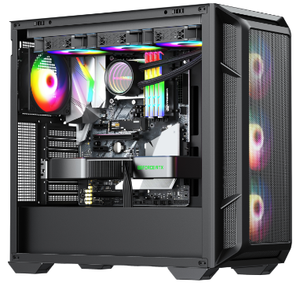 <span class=keywords><strong>Mini</strong></span> gabinete de juegos de PC de Torre media, caja de vidrio templado con fuente de alimentación compatible con escritorio Micro ATX/<span class=keywords><strong>ITX</strong></span> - Product Image 1