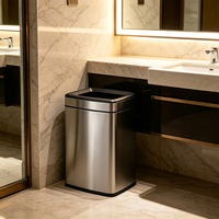 HONGDEC Double Layer square Open Top Waste Bin Liner Retaining Ring Waterproof Fingerprint Proof Hidden Trash Can