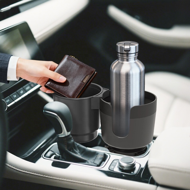 Dual Cup Holder Expander Adapter Car Trash Can Multi Cup Holders Coffee Water Drink Bottle Can Adjustable Car Cup Holders