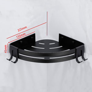 שטח מודרני אלומיניום דקוות כפולה פינת מקלחת מקלחת מדף פינה מתלה עם ווים - Product Image 4