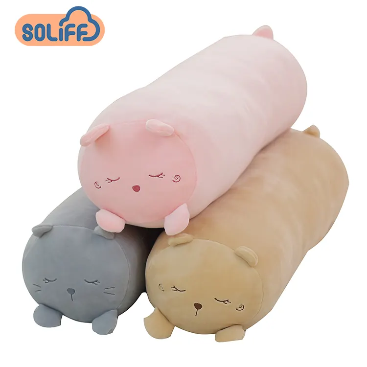Almofada de animal personalizada, brinquedo de pelúcia macio e longo de corpo para gatos e coelhos