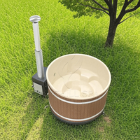 Hachillspa 7 personnes Bain à remous au bois Doublure en acrylique en bois massif Chauffage extérieur alimenté par prise modèle HT10 pour la thérapie par la chaleur en plein air