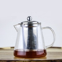 En gros résistant à la chaleur à haute teneur en borosilicate théière en verre avec infuseur