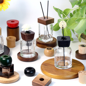 Beech Wood <b>Diffuser</b> Caps 28 Tooth Opening For Essential Oil <b>Bottles</b> Reusable Wooden Lids For Glass Containers - Product Image 2