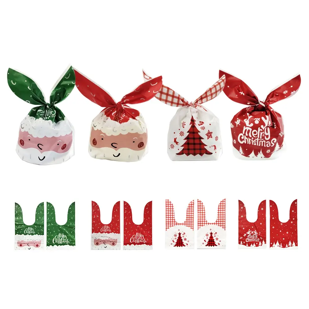 50pcs Christmas Candy Bag Santa Claus Cookie Gift Bags Christmas Decoration for Home Kids Present Packaging Bag Xmas New Year