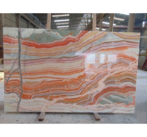 SH đá thiết kế mới đá tự nhiên bookmatched Backlit slab cầu vồng Onyx phiến đá cẩm thạch gạch - Product Image 1