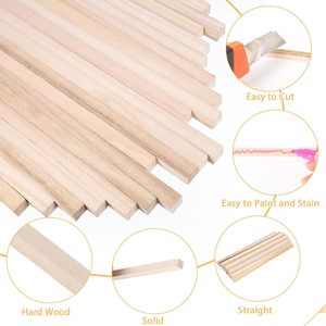 Bâtonnets de bois de <span class=keywords><strong>balsa</strong></span> Tiges de cheville <span class=keywords><strong>en</strong></span> bois carrées Bandes inachevées Bâtonnets de bois dur pour l'artisanat Projets de bricolage Fabrication de modèles - Product Image 2