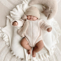 Couverture de bébé en coton tricoté à motif solide pour nouveau-né et nourrisson