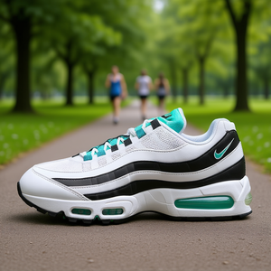 Zapatillas <span class=keywords><strong>Nike</strong></span> Air Max 95 para <span class=keywords><strong>Hombre</strong></span>, <span class=keywords><strong>Blancas</strong></span> y Negras, de Caña Baja, con Parte Superior de Malla Resistente a la Abrasión y Suela de Goma - Product Image 2