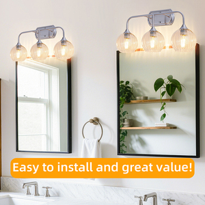 Applique murale moderne en alliage d'aluminium à 3 lumières, abat-jour en verre rond, luminaire de salle de bain, 2700K blanc chaud, AC 220V - Product Image 4