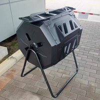 Poubelle à compost extérieure 160L pour cour Boîte à engrais organique en plastique pour jardinage Boîte à déchets de fermentation pour feuilles mortes