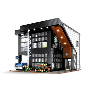 86005 Street View 2803Pcs Schepper Koffie Winkel Moderne Cafe Modulaire 2020 Building Modulaire Bakstenen Blokken MOC-45635 Speelgoed Gift